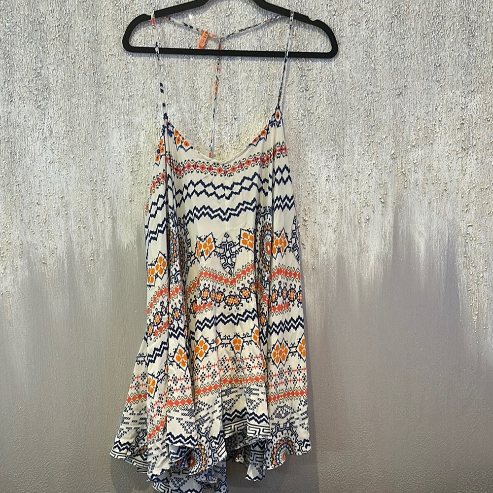 Rococo Sand Mini Dress with Geometric Print